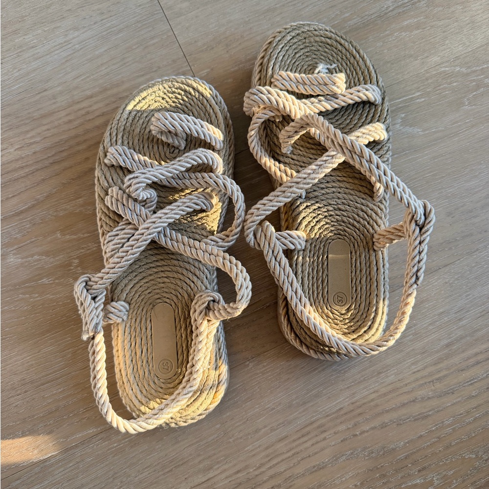 Rope Strap Sandals in Natural Beige